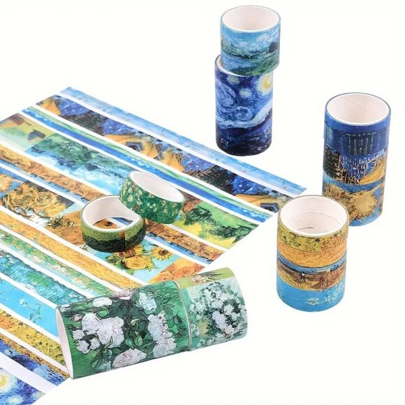 NEW 20 Rolls Washi Tape Box Set - Van Gogh Retro Paint Nature Starry Night - Picture 4 of 8